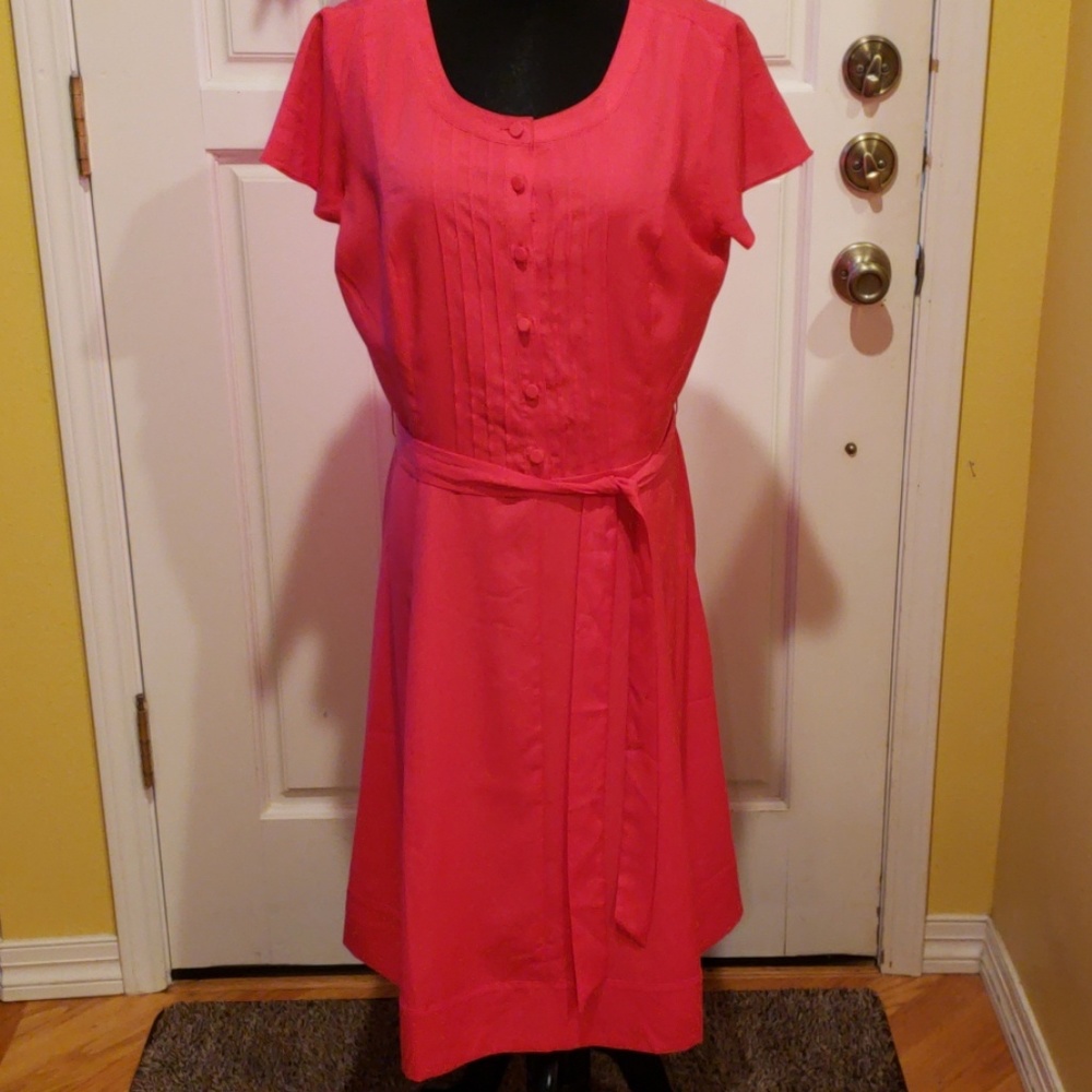 Talbots red,vintage look dress, 12 petite